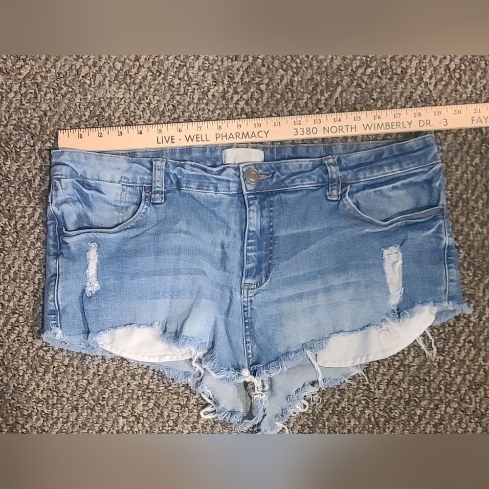 Forever 21 Light Blue Distressed Cutoff Denim Shorts